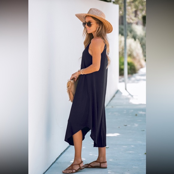 Cupshe|Dark Navy Round Neck Maxi - Picture 3 of 3